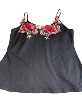 Nextima Black Floral Applique Camisole Top size 3XL